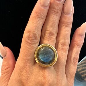 Gold, Silver and Blue Labradorite Ring